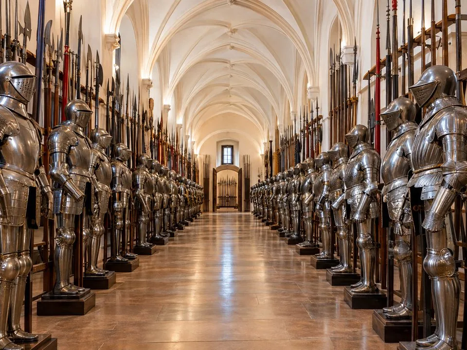 Les armures dans l’une des trois armureries du Schloss Ambras